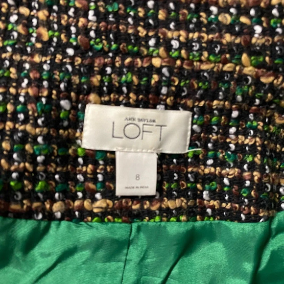 ANN TAYLOR LOFT | Women’s Wool Blend Cropped Tweed Blazer Green Brown Size 8 - Picture 11 of 11